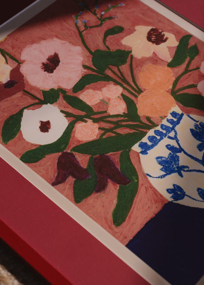 Flowers on Blue Table