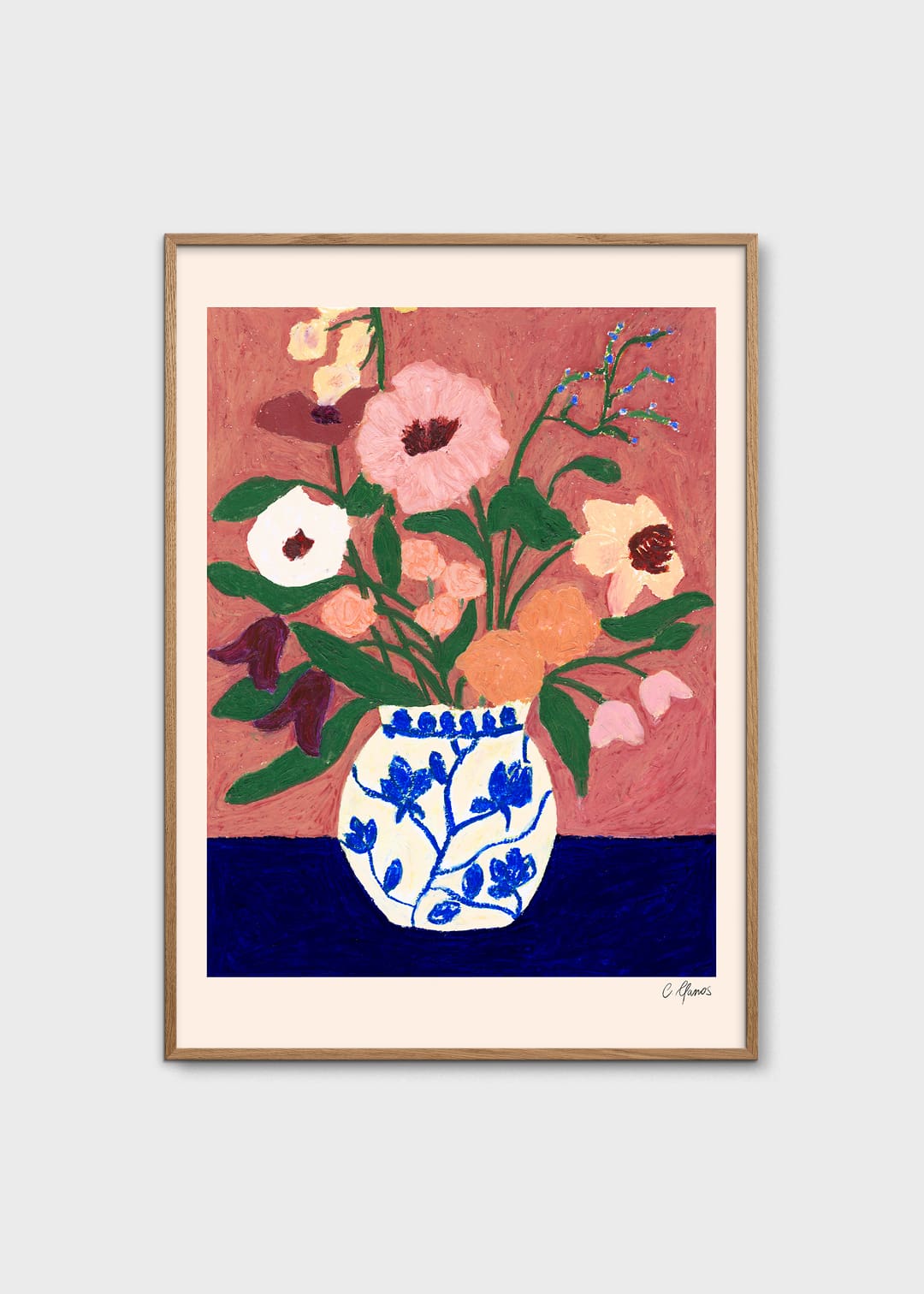 Flowers on Blue Table