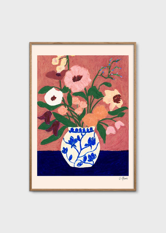 Flowers on Blue Table